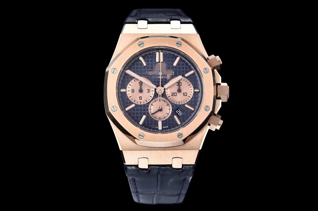 A-P001 Gloden Bezel Black Dial Feather Strap 16001